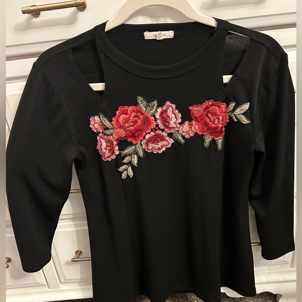 Rose Embroidered Top